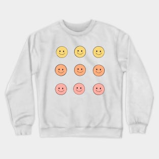 Pastel Smiley Faces Pink Orange Yellow Crewneck Sweatshirt